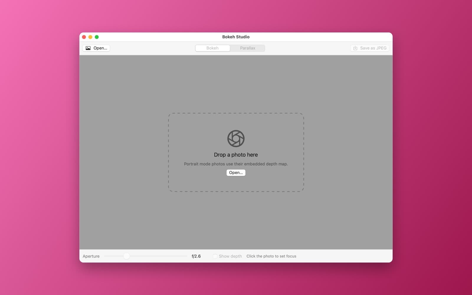 Screenshot of Bokeh Studio running on a Mac