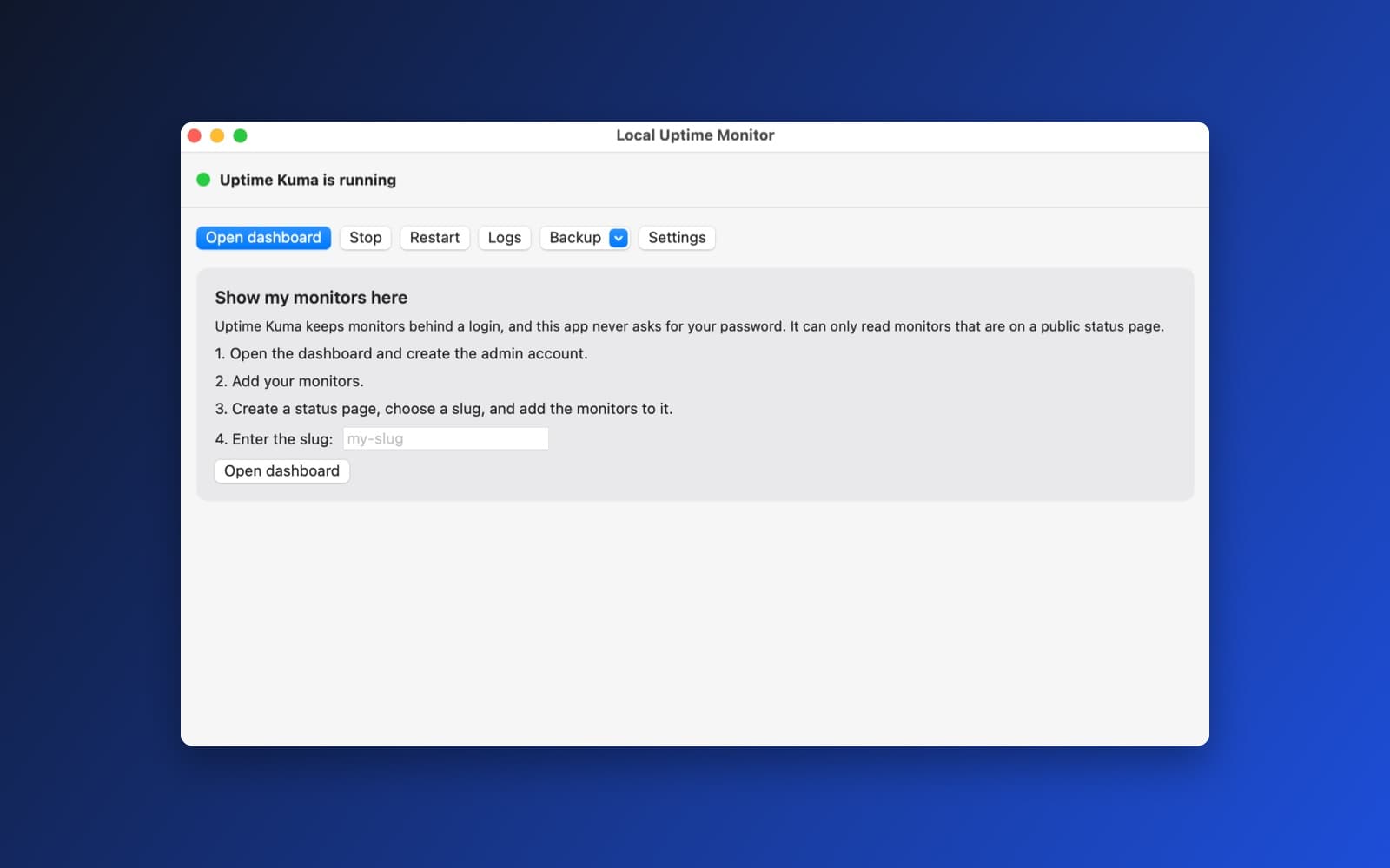 Screenshot of Docker Wrapper running on a Mac
