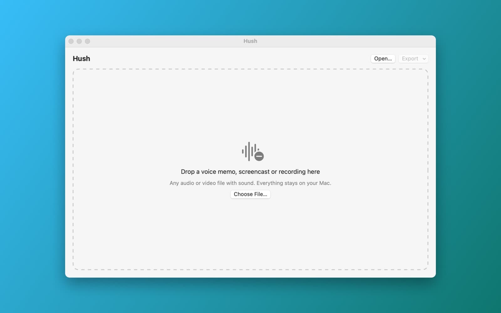 Screenshot of Hush running on a Mac