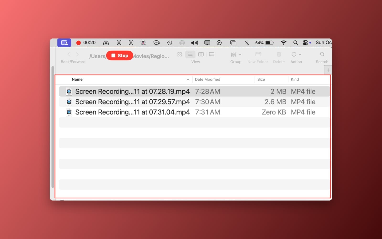 Screenshot of Instant Screen Recorder running on a Mac