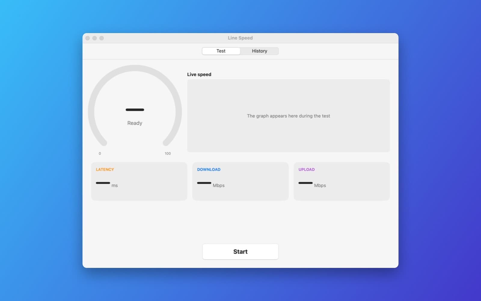 Screenshot of Line Speed running on a Mac