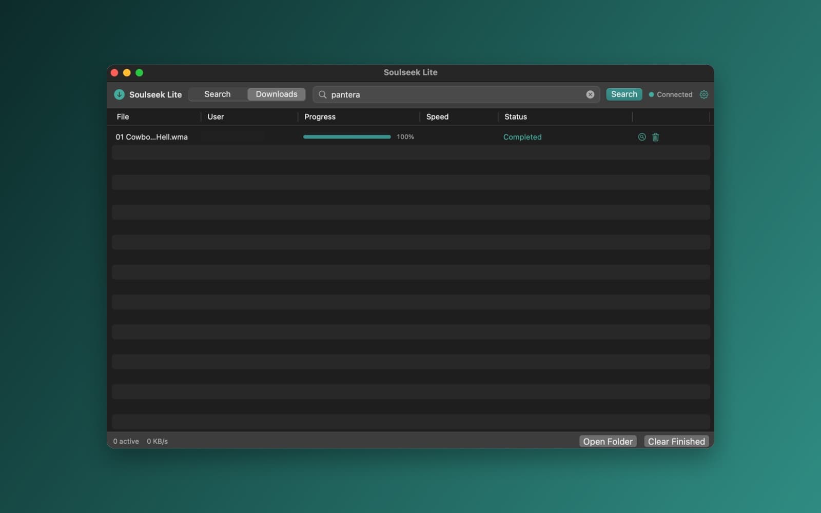 Screenshot of Soulseek Lite running on a Mac