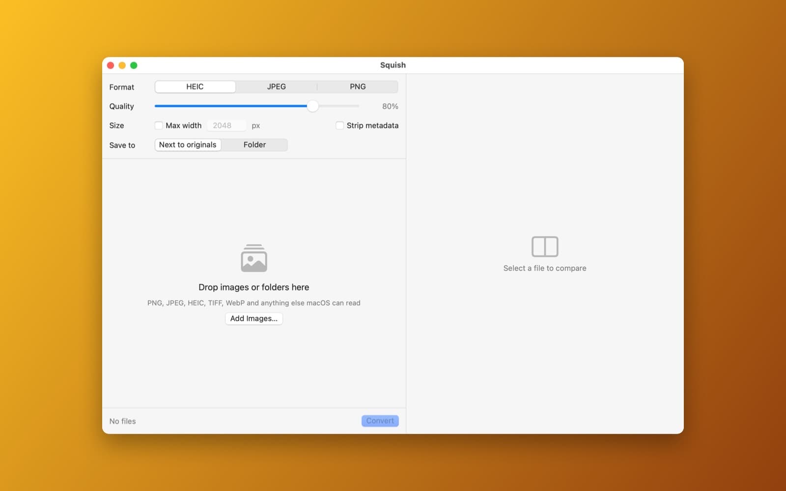 Screenshot of Squish running on a Mac