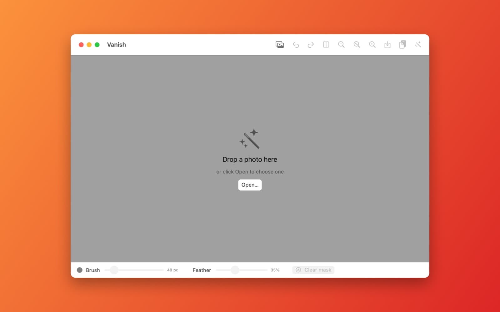 Screenshot of Vanish running on a Mac