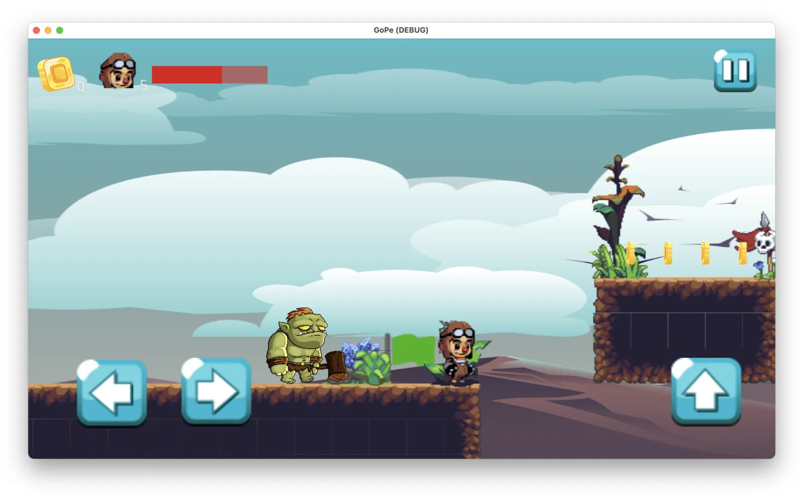 Screenshot of 2D Platformer running on a Mac